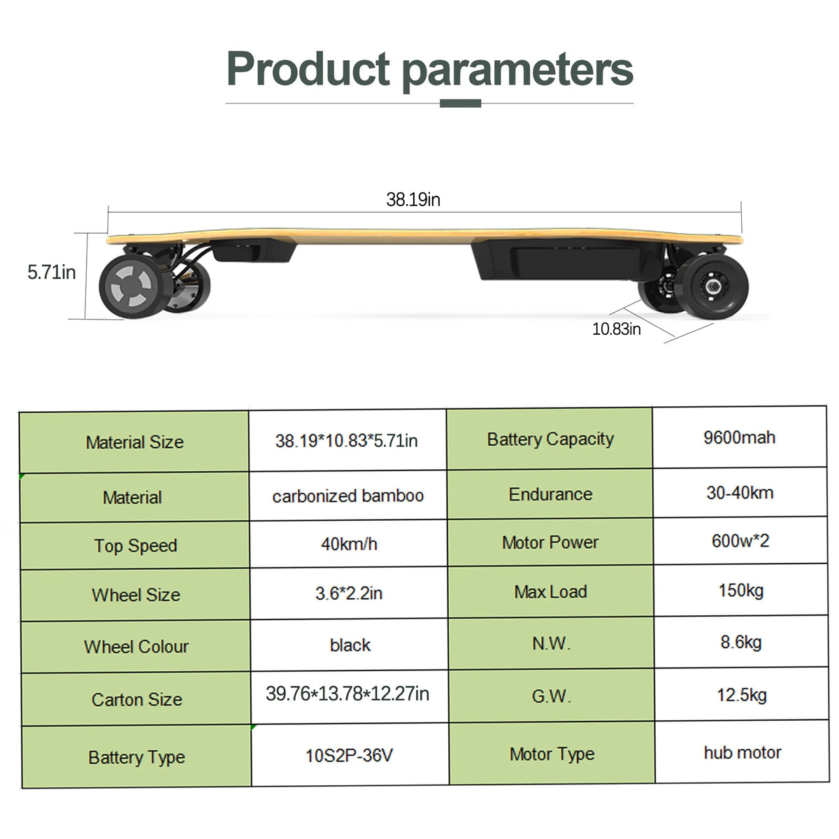 dual hub motors electric longboard S913