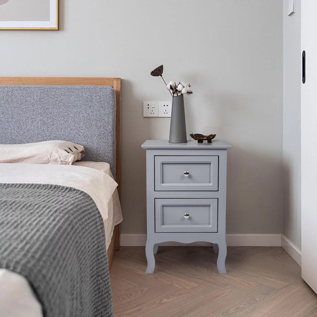 Gray Nightstand with 2 Drawers Set of 2 G7714
