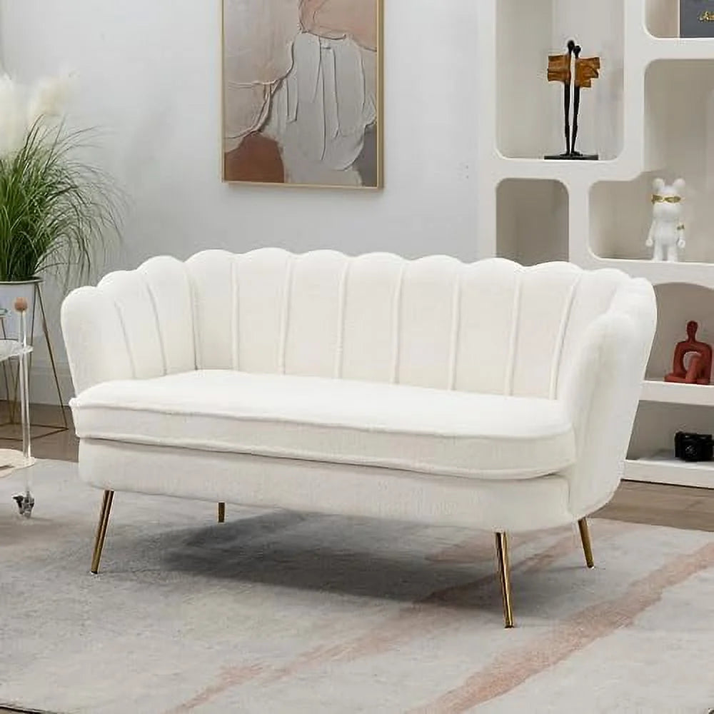 Boucle Loveseat Sofa with Gold Metal Legs J351721
