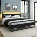 Twin Size LED Metal Bed Frame with Wood Headboard C80763