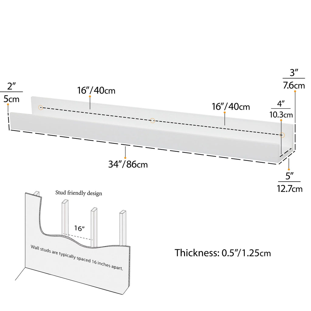 White Set of 2 Wall Floating Shelves Z811406