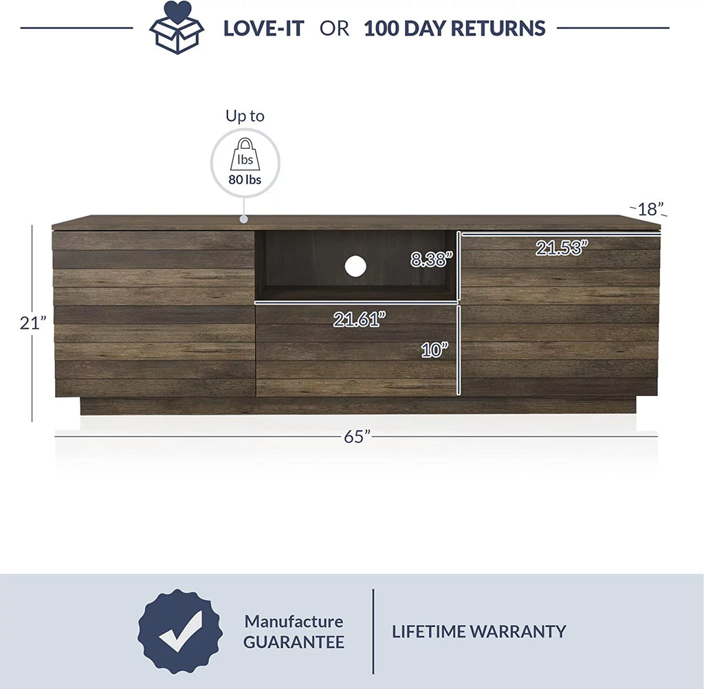 65" Brown TV Stand with Open Drawer Unit K6819