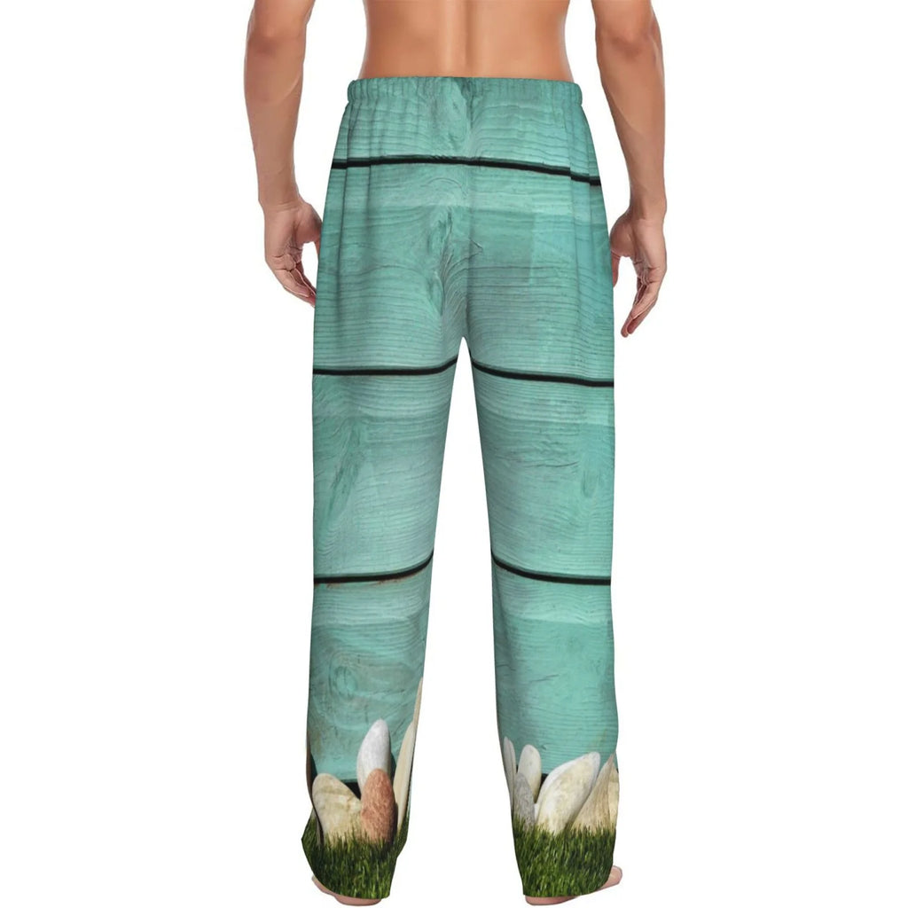 Wood Grain Pajama Pants with Drawstring and Pockets Z29699