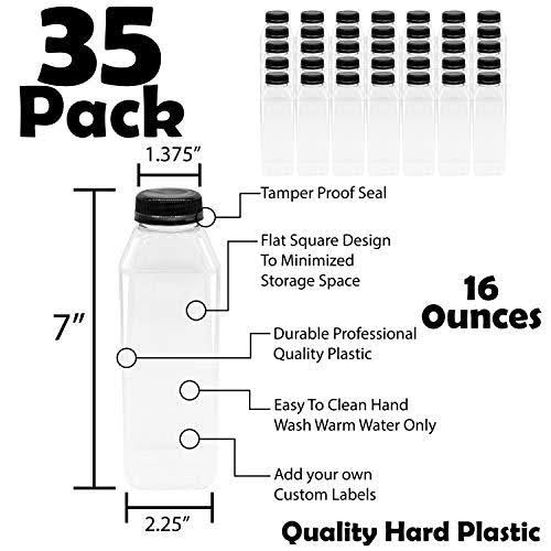 16 oz Clear Plastic Juice Bottles - Pack of 35 N3333