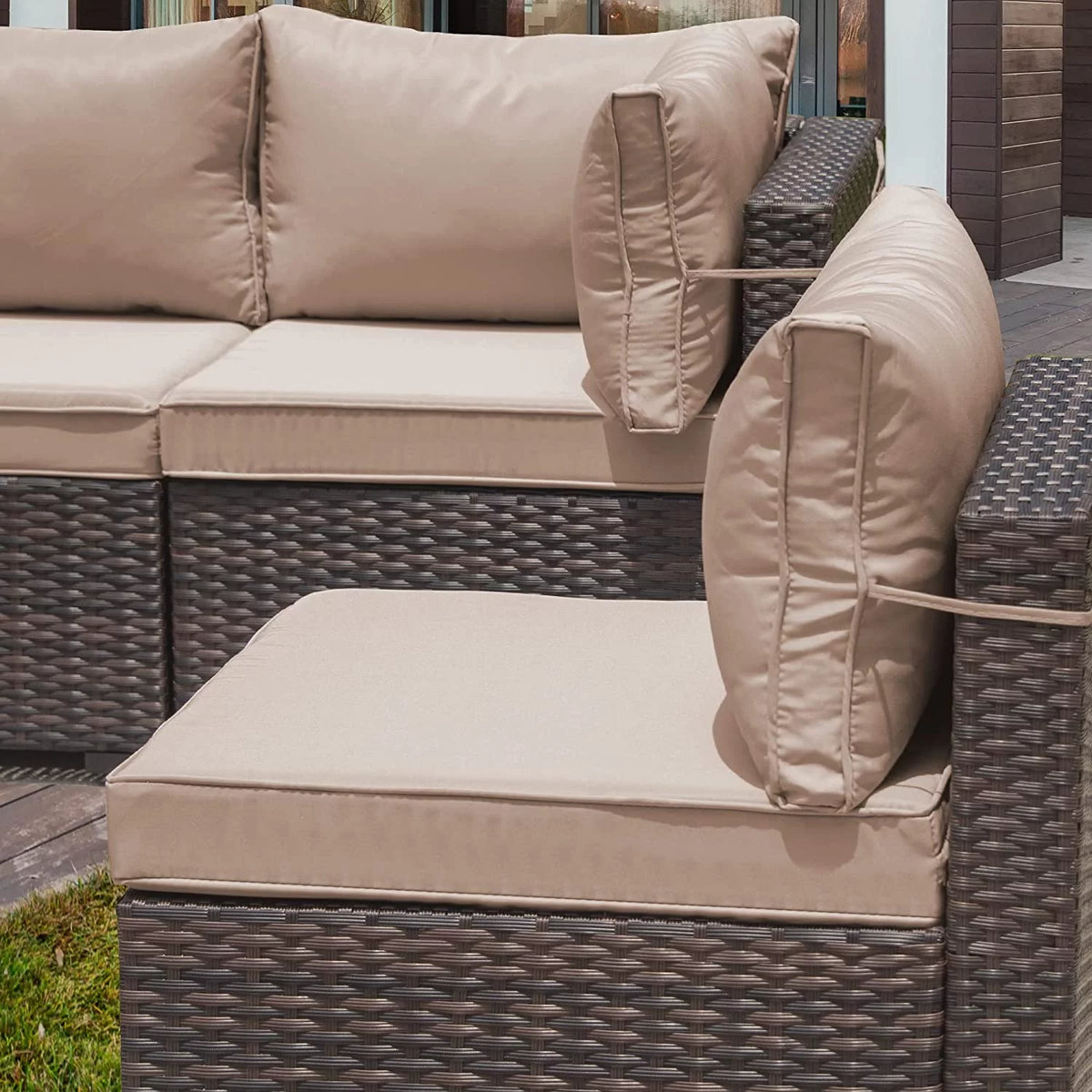 14 Pieces All Weather PE Wicker Patio Sectional Sofa Set with Coffee Table C995342