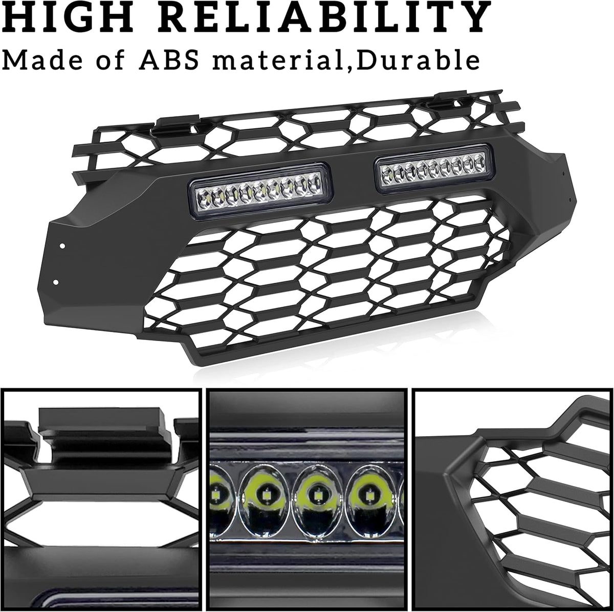 Black Mesh Grille with LED Light Bar for Ranger XP 1000 M324