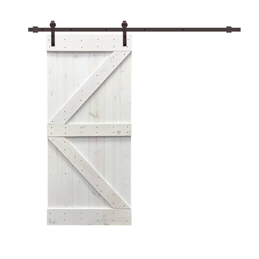 Charcoal Black Stained Wood Interior Sliding Barn Door with Hardware Kit J874