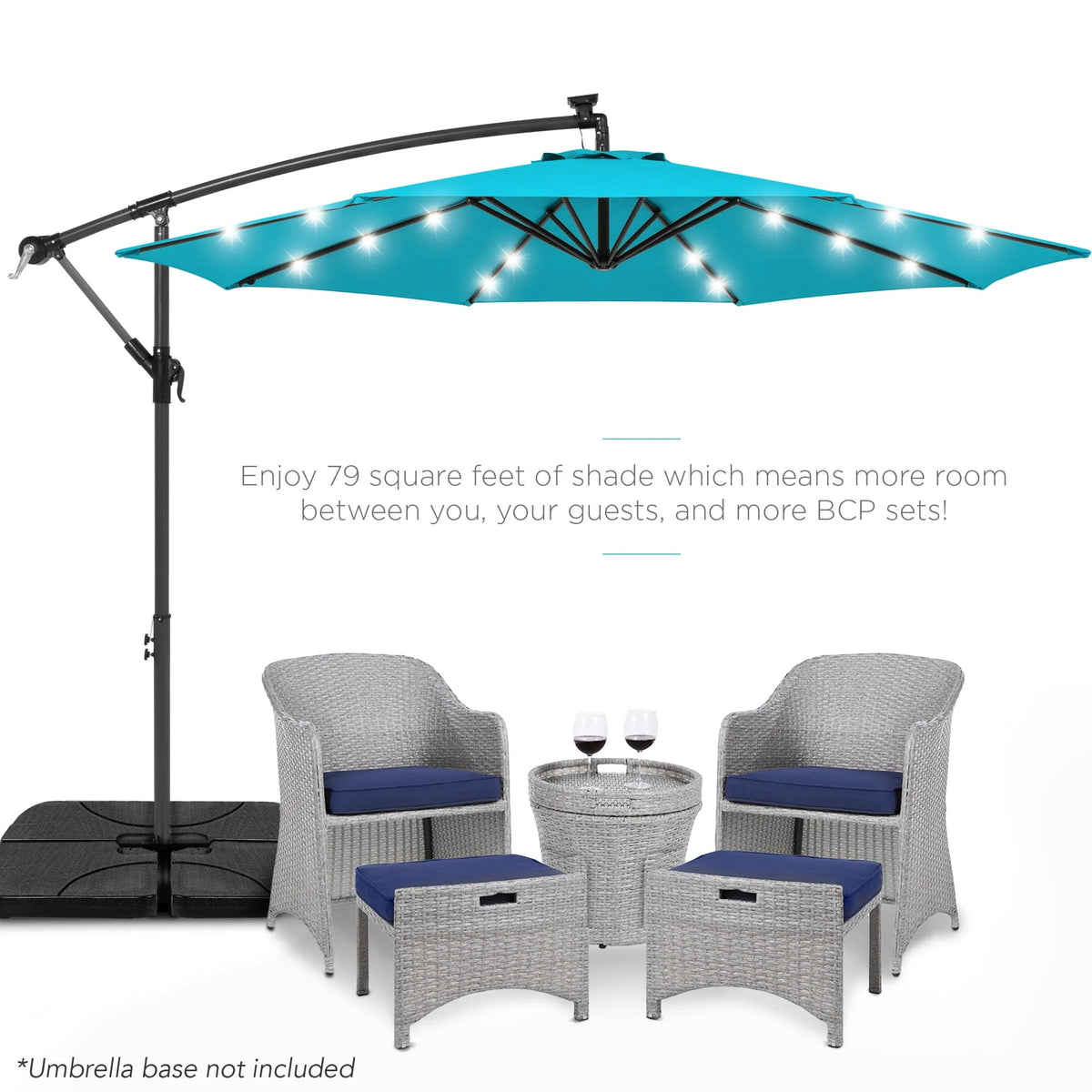 10ft Solar LED Offset Hanging Patio Umbrella I128211