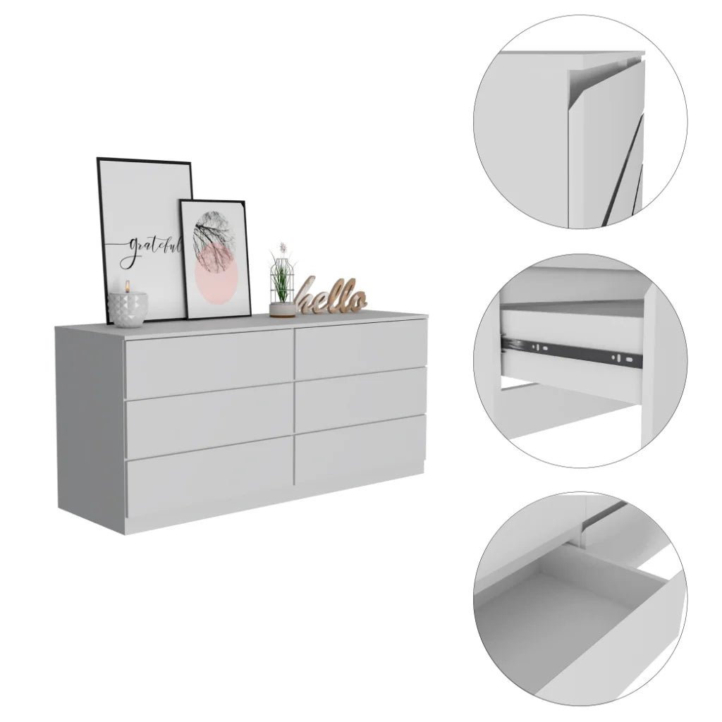 Light Oak & White 6 Drawer Double Dresser C756710