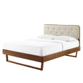 Full Size Wood Brown Walnut Platform Bed Frame W7623