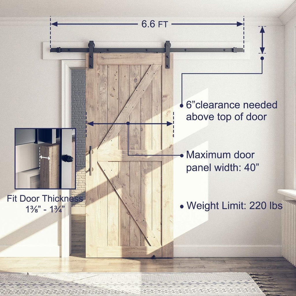 Sliding Barn Door Hardware Kit with Track Kit, Pull Handle Set, Floor Guide D8551