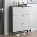 Light Grey Wood Shoe Storage Cabinet with 3 Compartments Z36393