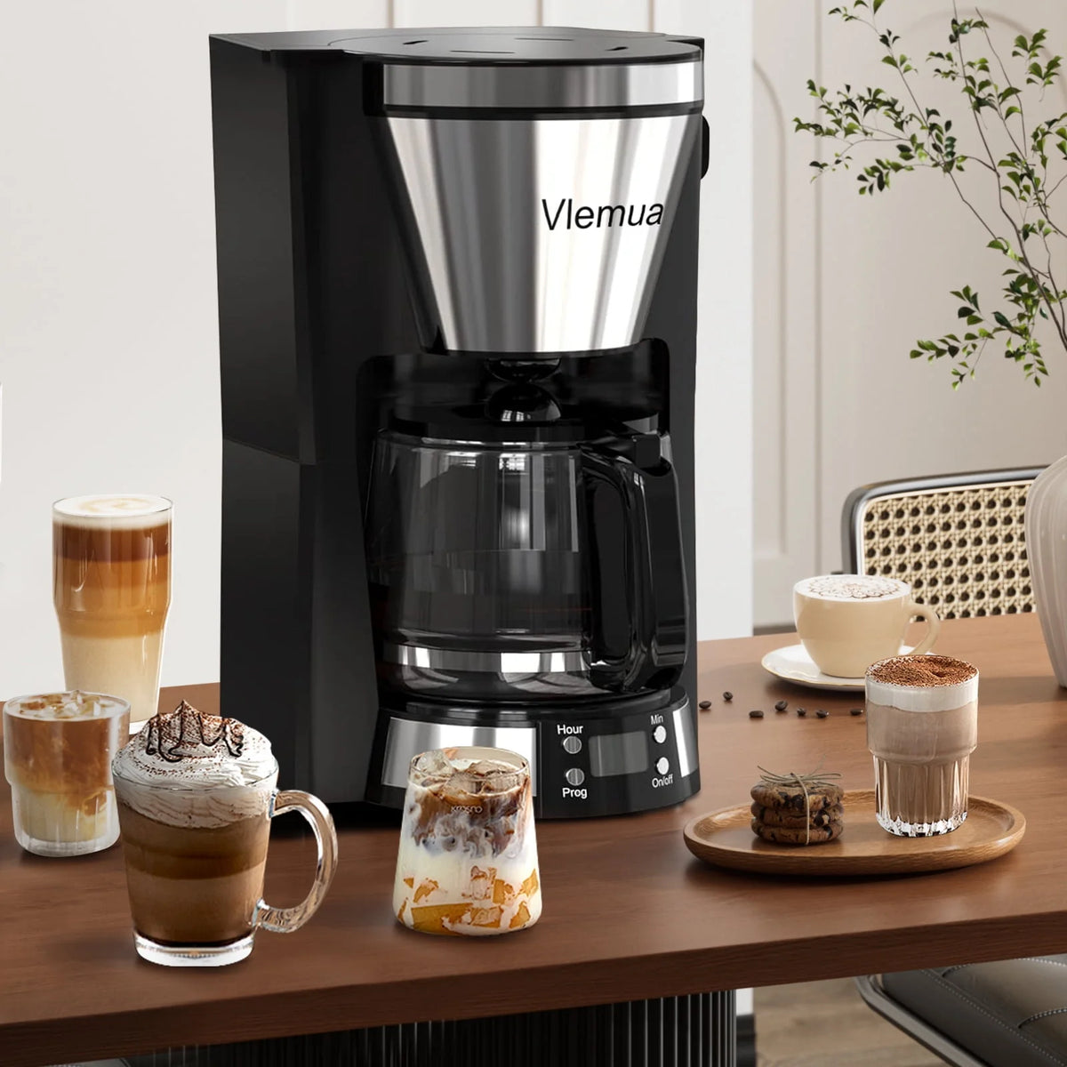 10-Cup Programmable Coffee Maker with Timer, Auto Shut Off, White B7127