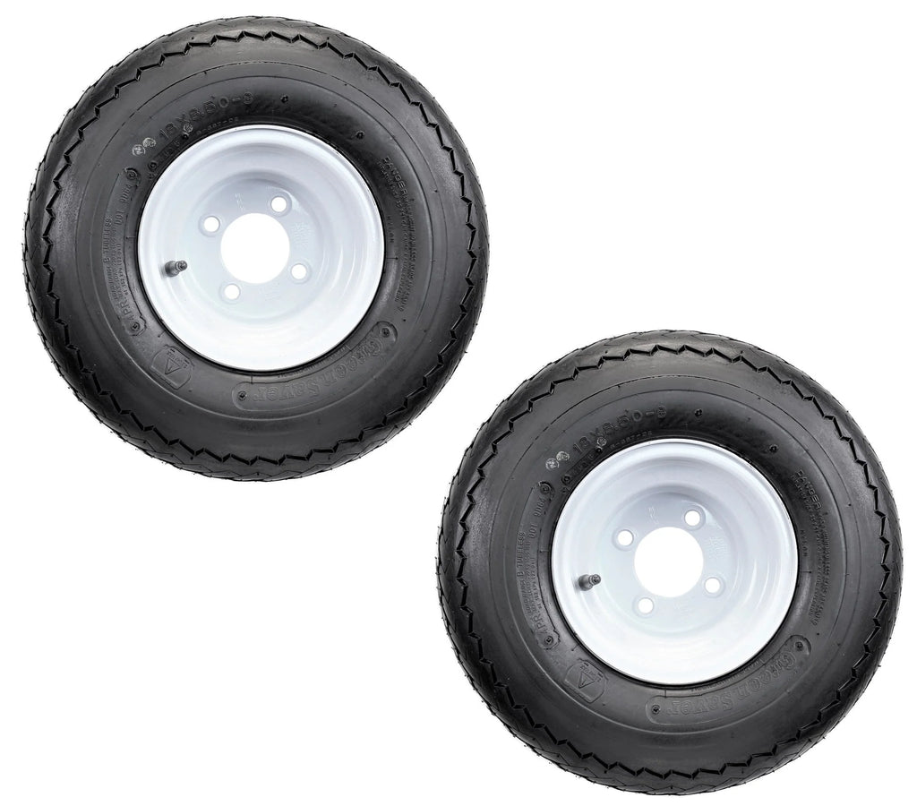 2-Pk Golf Cart Tires On Rims 18X8.50-8 White 4 Lug O43125
