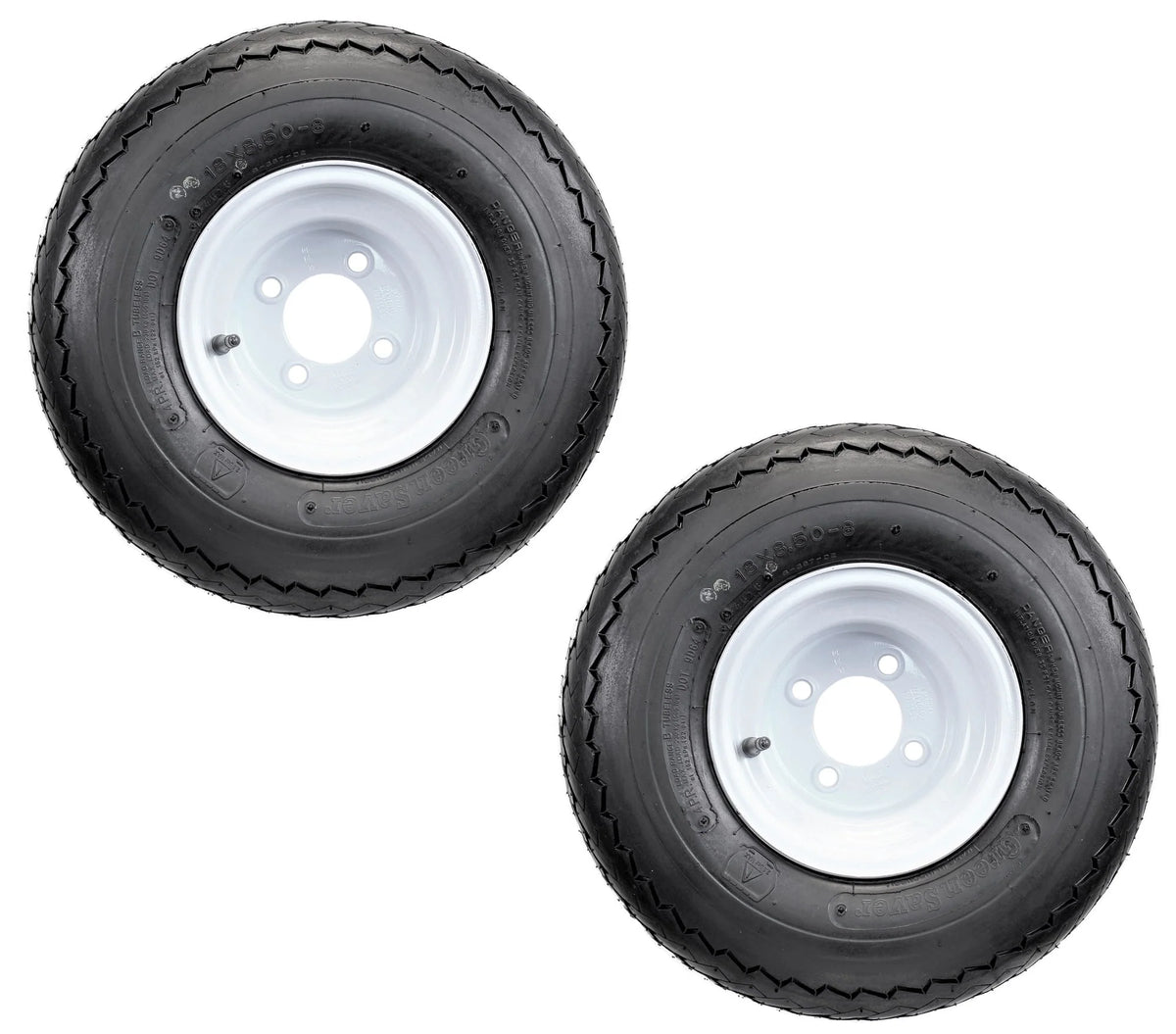 2-Pk Golf Cart Tires On Rims 18X8.50-8 White 4 Lug O43125