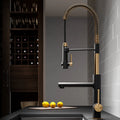 Brushed Gold Matte Black Pre-Rinse Kitchen Faucet F5116