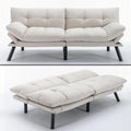 70" Modern Velvet Futon Sleeper Sofa Bed with Adjustable Backrests and Folding Armrest U7728