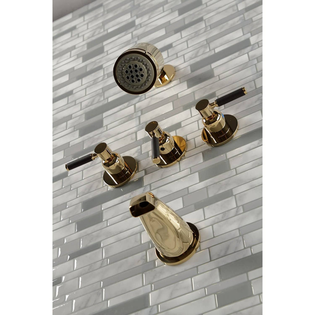 Polished Brass Three-Handle Tub and Shower Faucet X456
