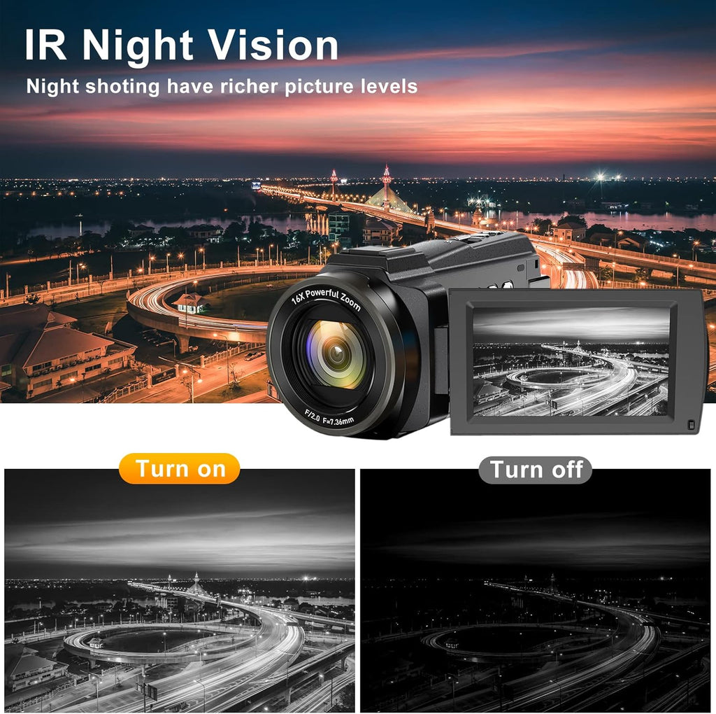4K UHD Video Camera Camcorder with Microphone H195