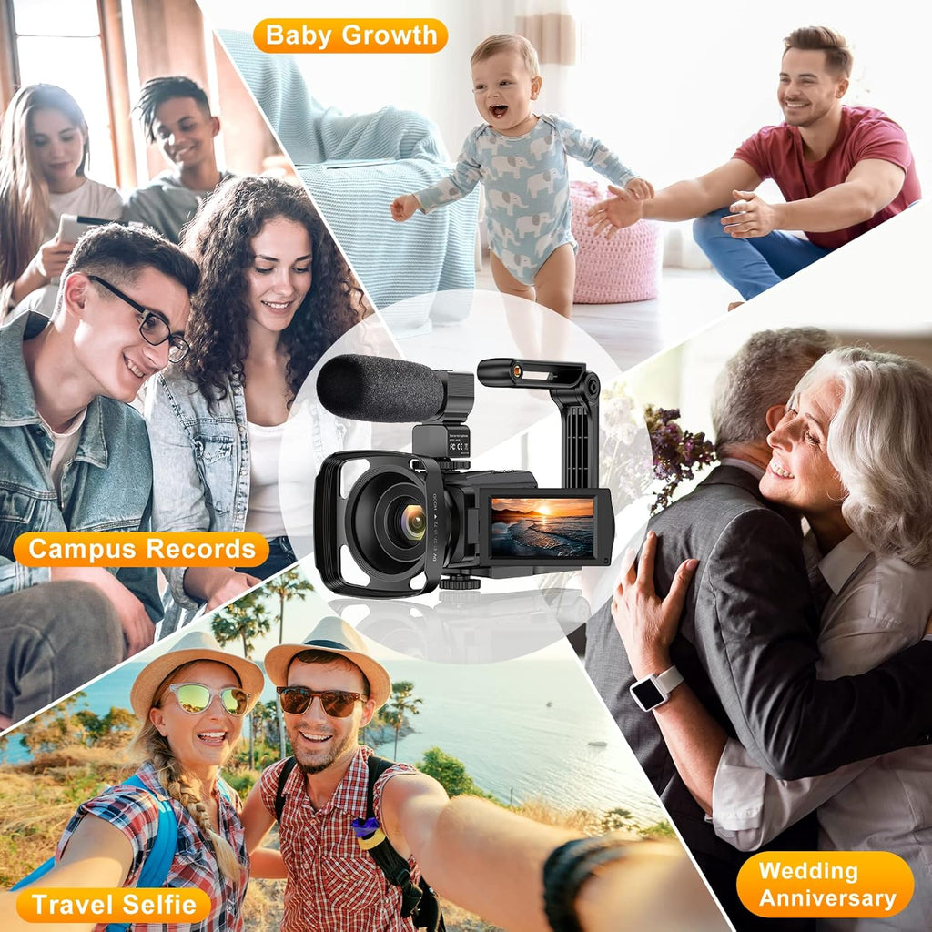 4K UHD Video Camera Camcorder with Microphone H195