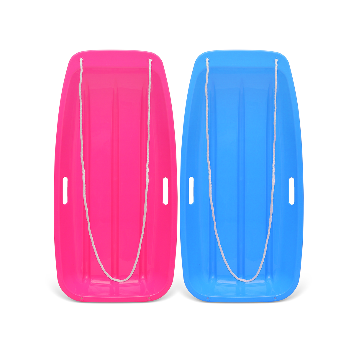 2 Pack 35" Plastic Snow Sleds with Pull Rope, 2 Handles U859417