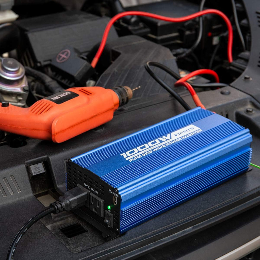 1000W Pure Sine Wave Inverter 12V to 110V with Dual AC Outlets & USB Ports U266155