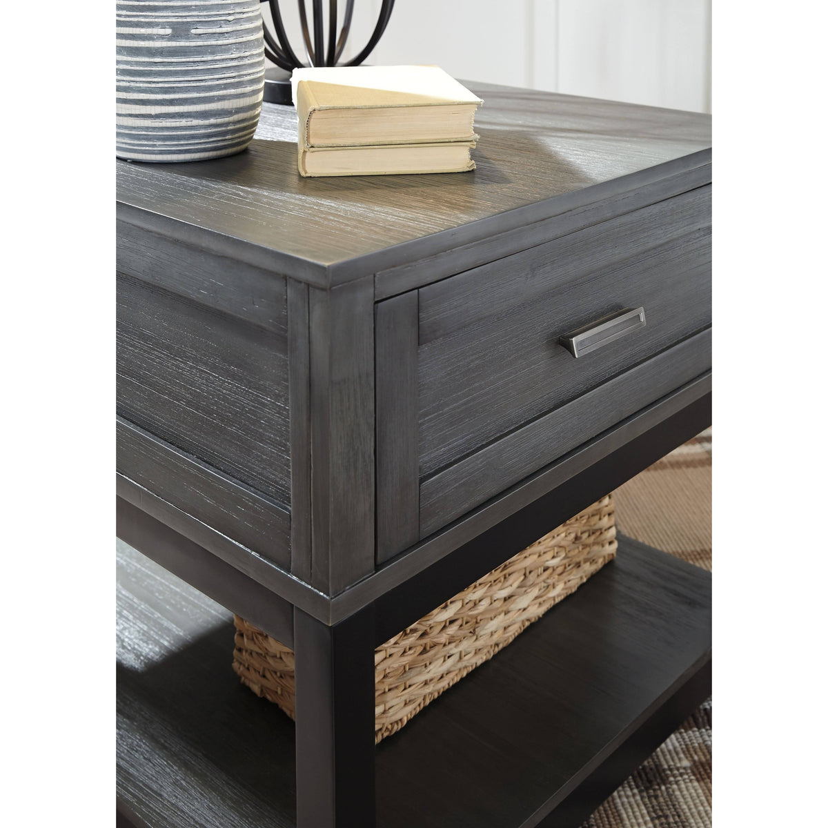 Gray Black Rectangular End Table Z5069