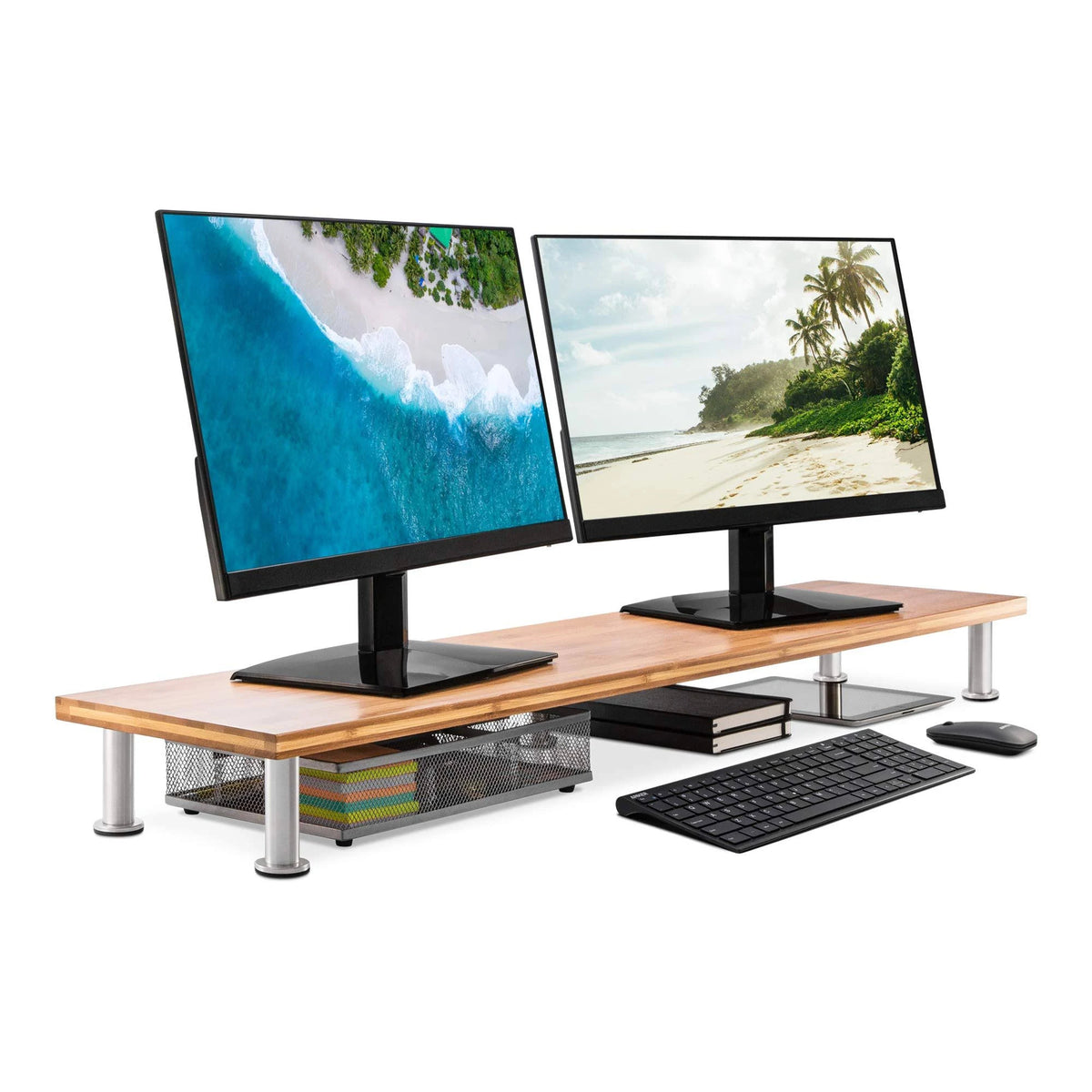 Solid Bamboo Dual Monitor Stand D72288