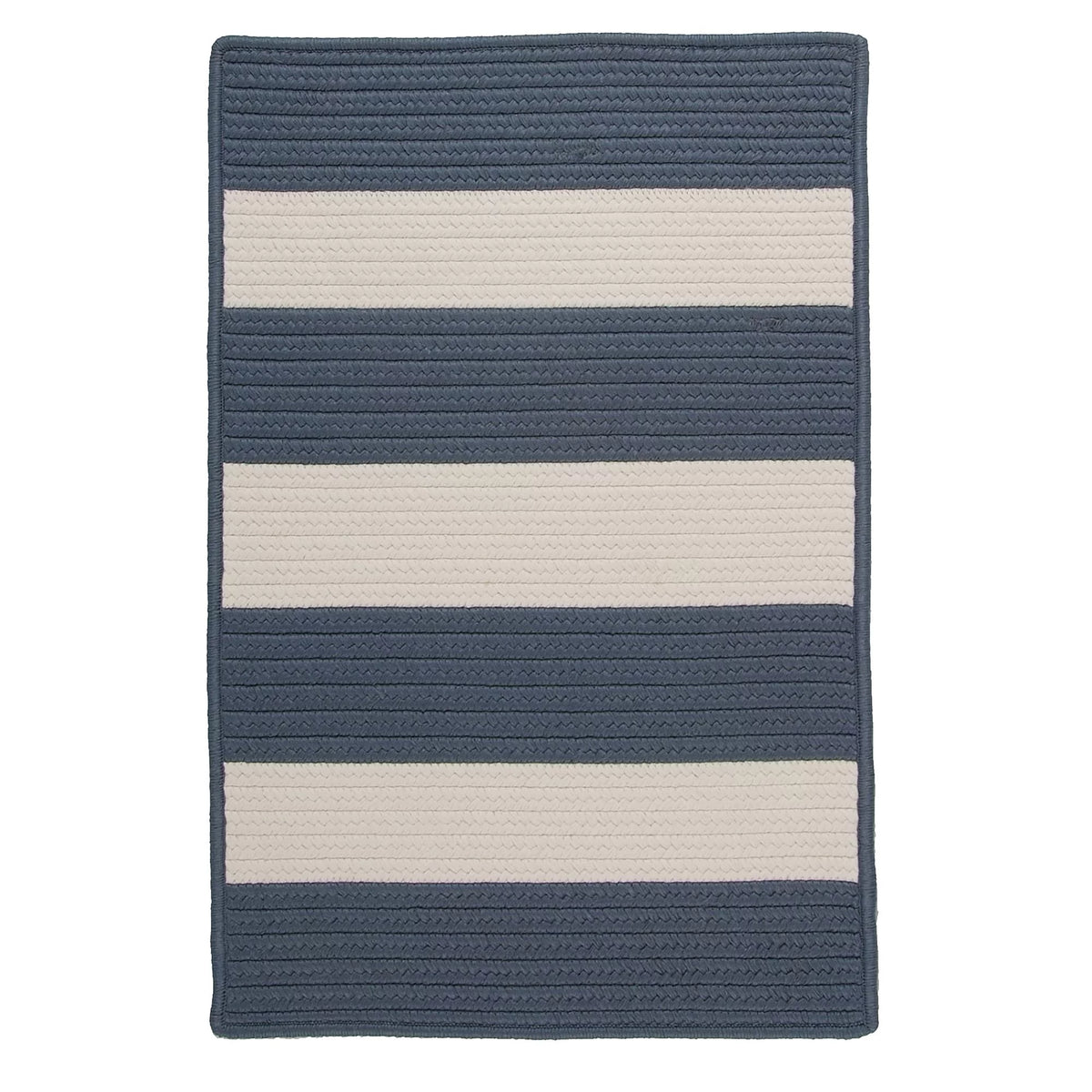 7' x 7' Steel Blue Striped Reversible Square Outdoor Area Rug K523