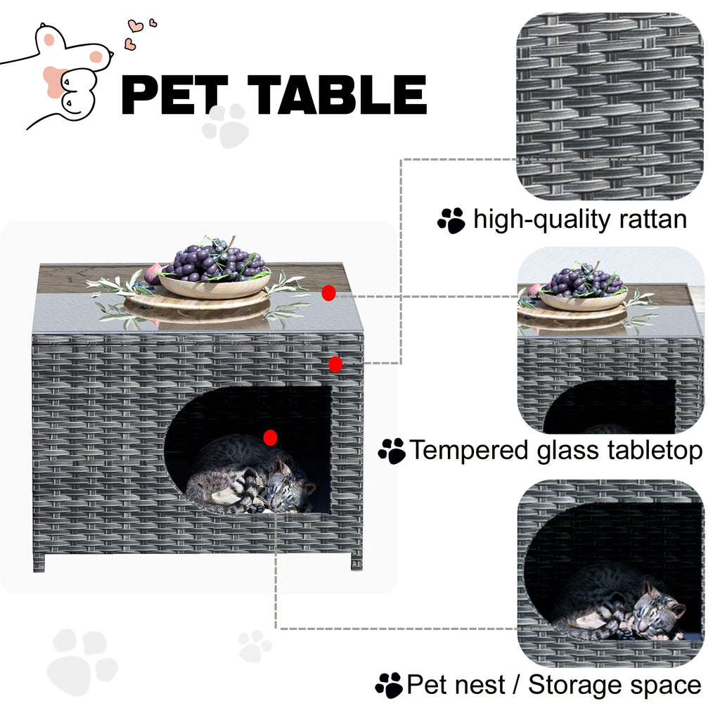 Wicker Coffee Table with Glass S148243