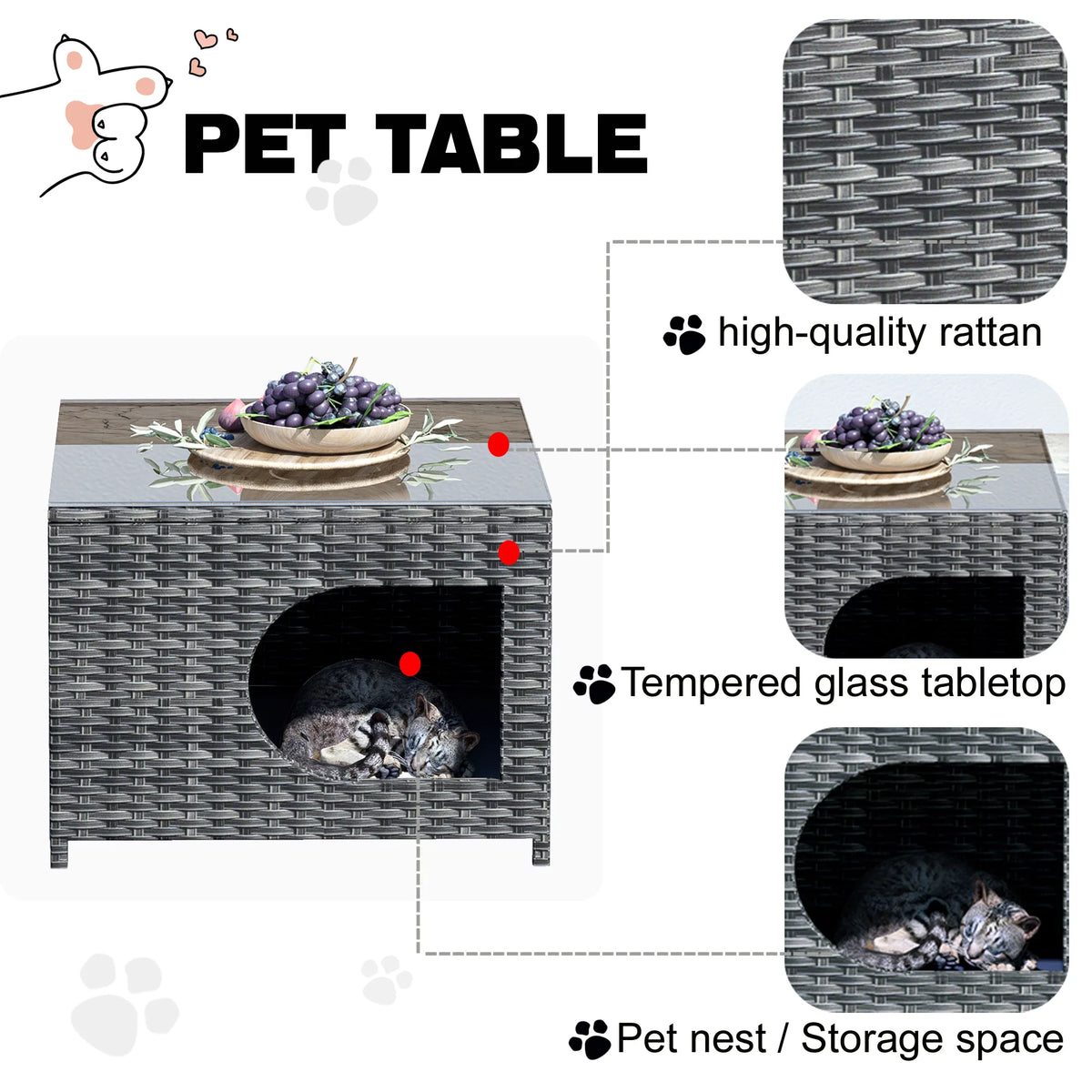 Wicker Coffee Table with Glass S148243