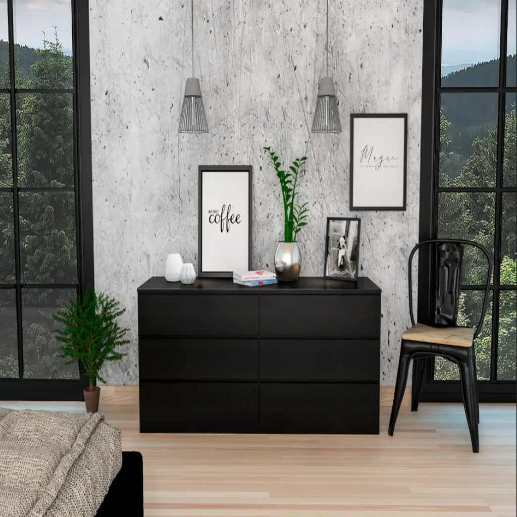 Light Oak & White 6 Drawer Double Dresser C756710