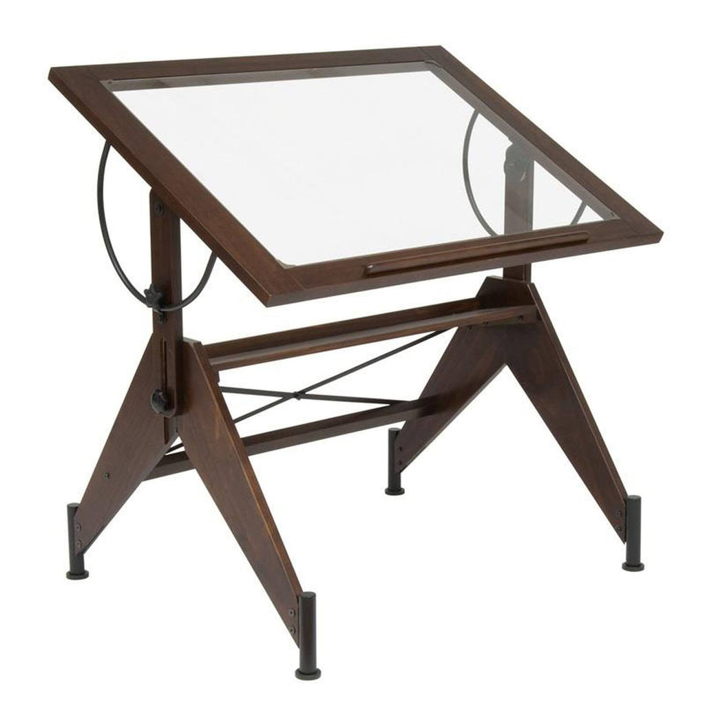 Dark Walnut/Black Glass Top Drafting Table A901649