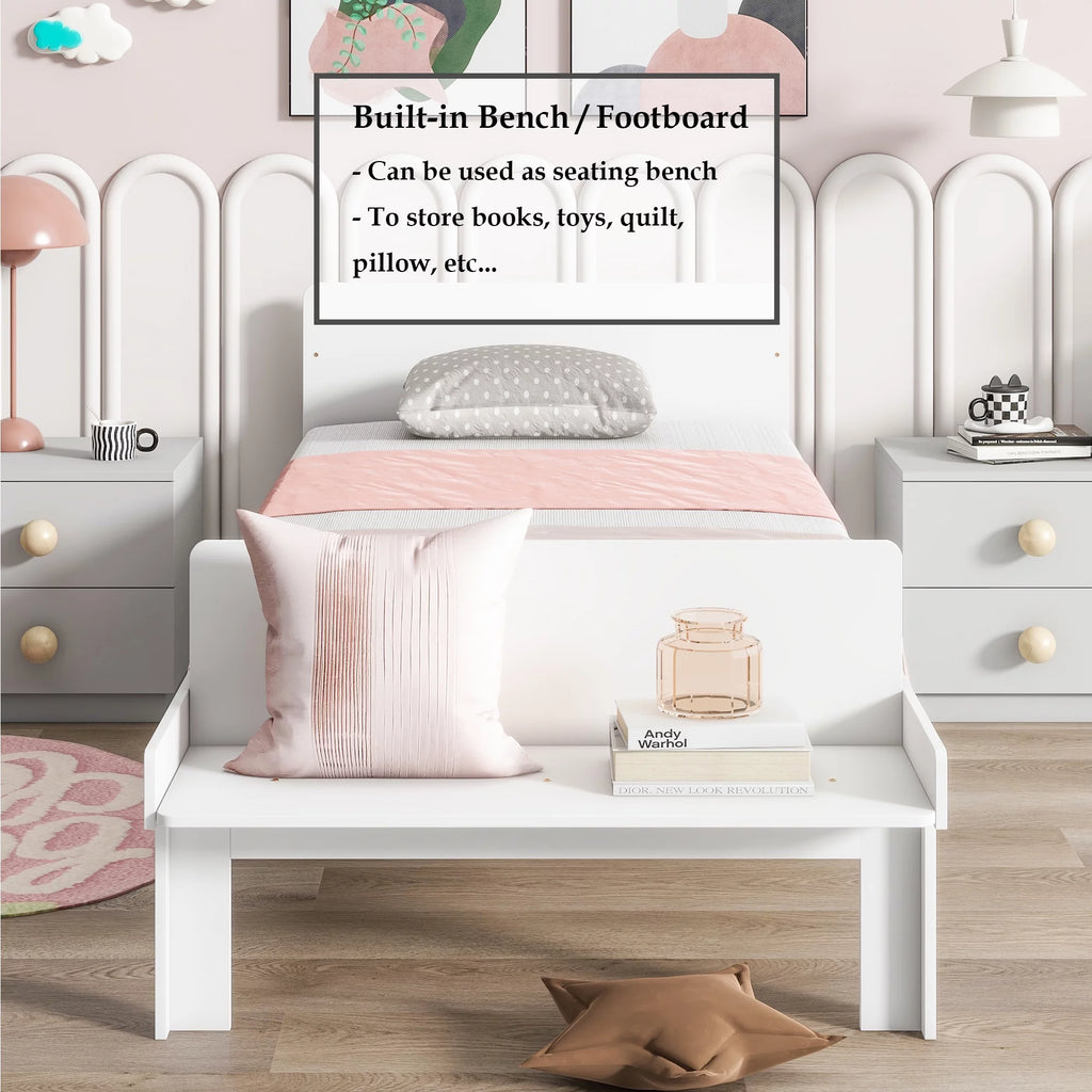 Twin Platform Bed with Bench and Storage L2321