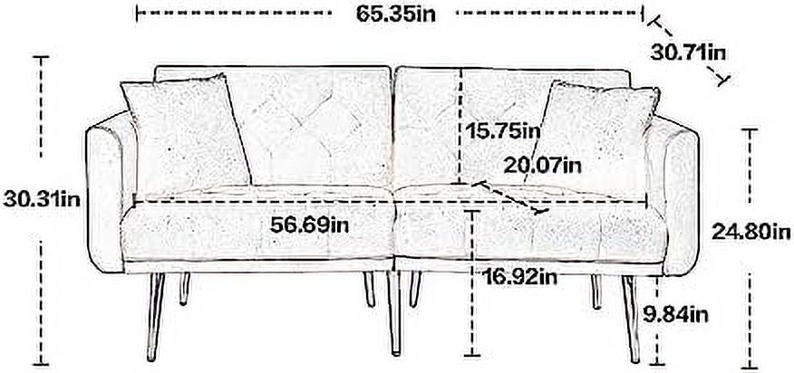 Velvet Loveseat with 7 Gold Metal Legs D434110