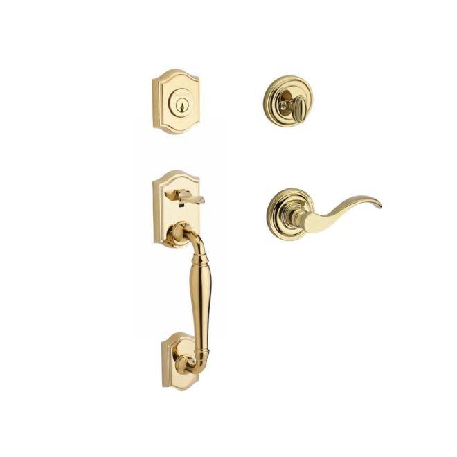 Lifetime Brass Handleset with Traditional Round Rose M173