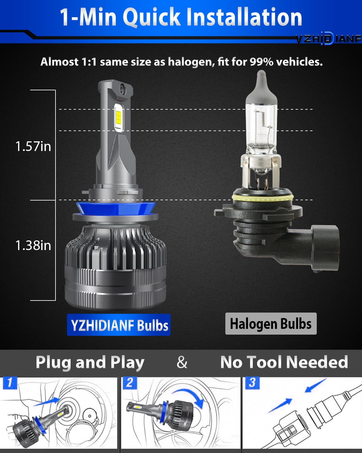 2023 Upgraded LED Headlight Bulbs 120W 22000 Lumens 6500K Cool White IP68 Waterproof High Beam Low Beam Fog Light 2 PACK U7410
