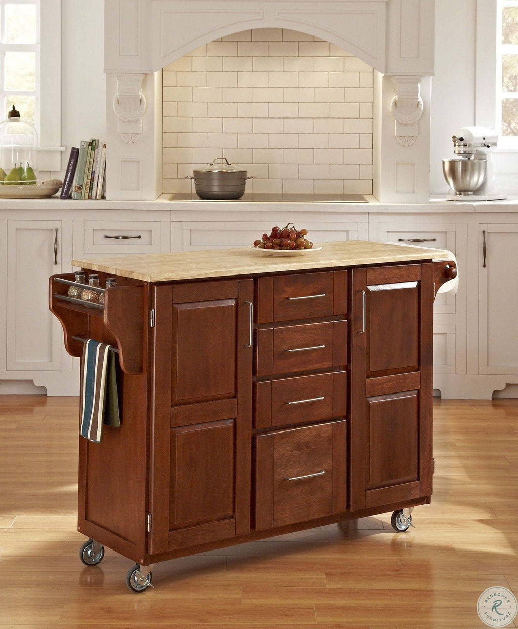 Warm Oak Cart with Wood Top J69747