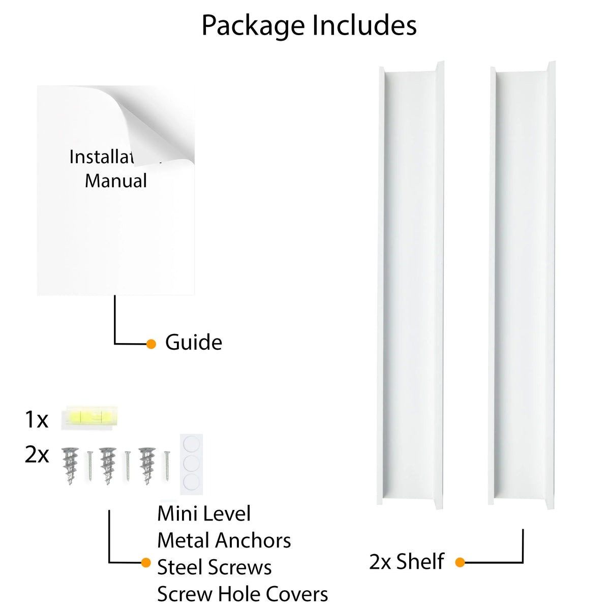 White Set of 2 Wall Floating Shelves Z811406