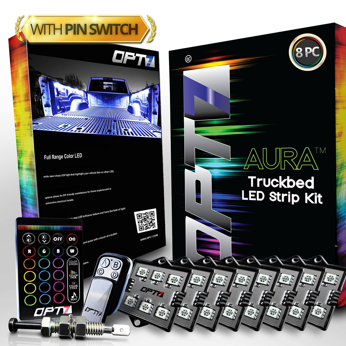 8pc Multi-color Truck Bed LED Lighting Kit W656463