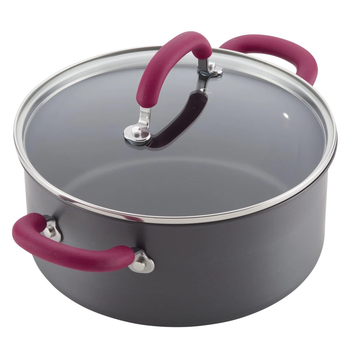 11 Piece Nonstick Pots and Pans Set, Burgundy Handles S343