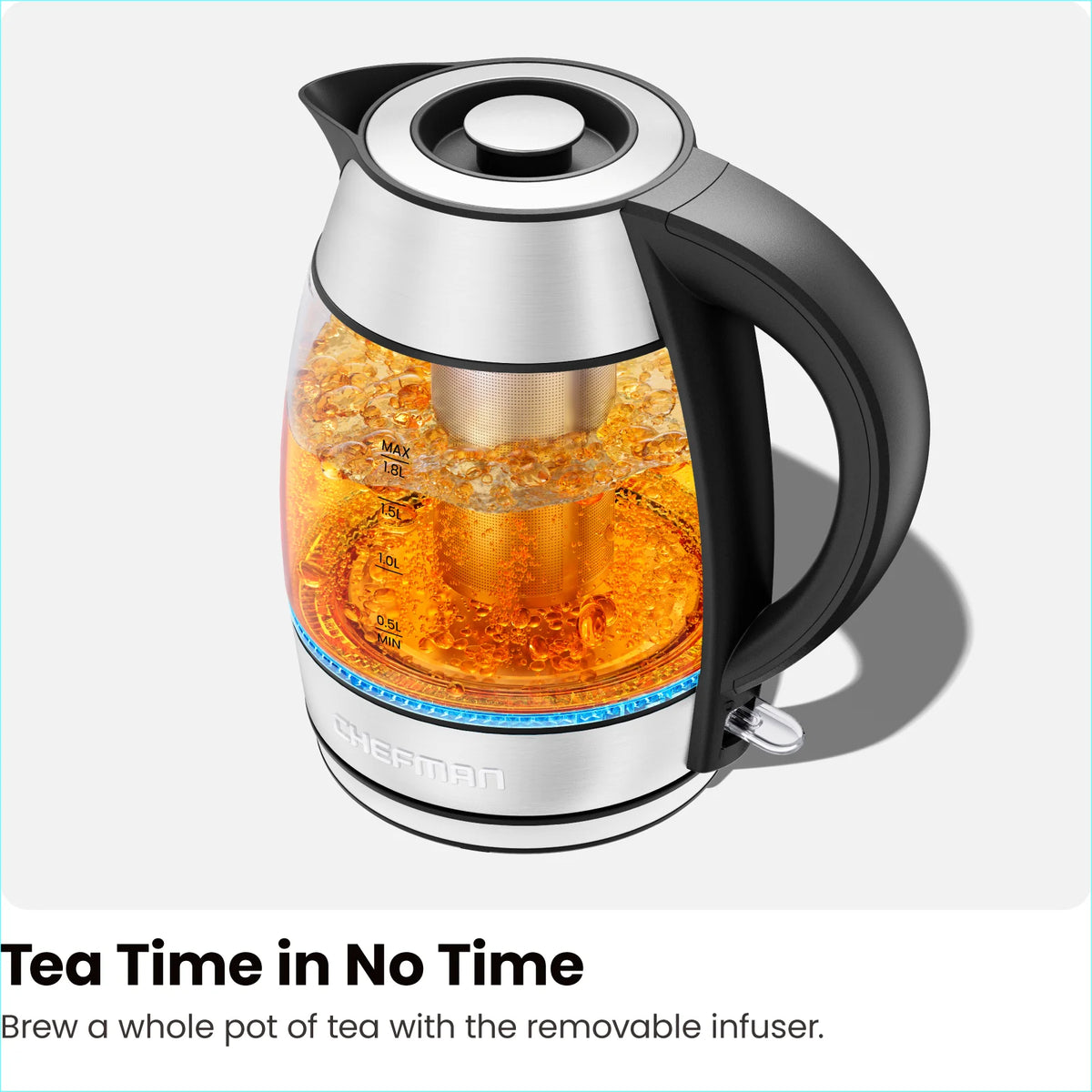 1.8L Electric Glass Kettle with Removable Tea Infuser N144