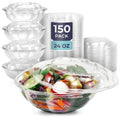 150 Pack 24 oz Clear Plastic Salad Bowls with Airtight Lids L97527