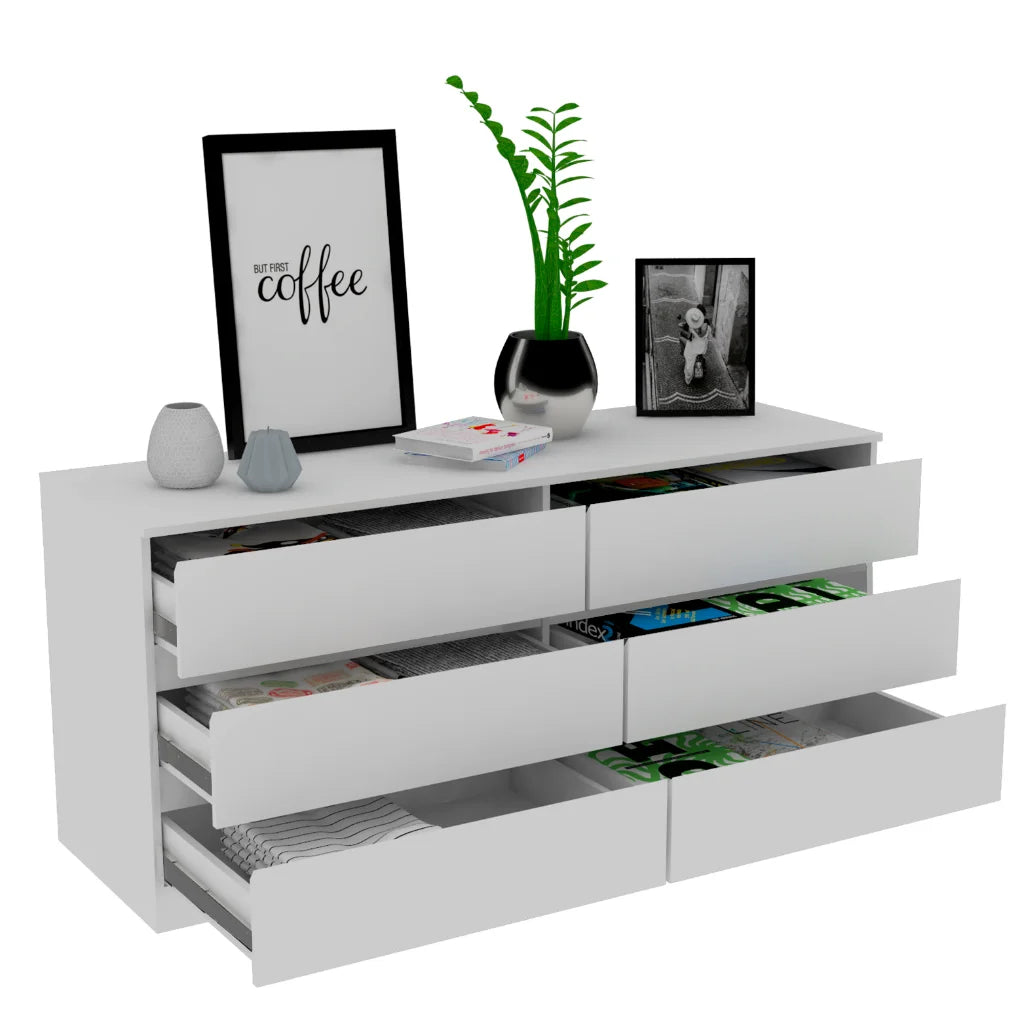 Light Oak & White 6 Drawer Double Dresser C756710