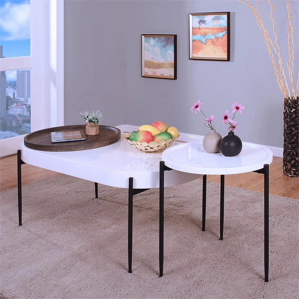 White 2-Piece Metal Coffee Table Set M73939