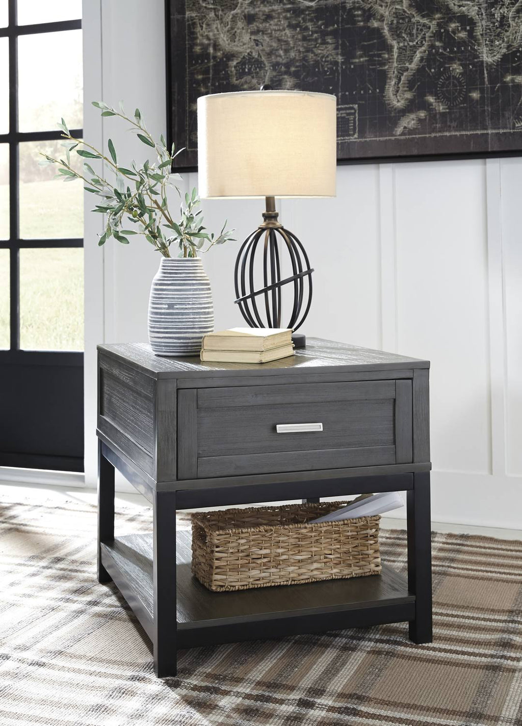 Gray Black Rectangular End Table Z5069