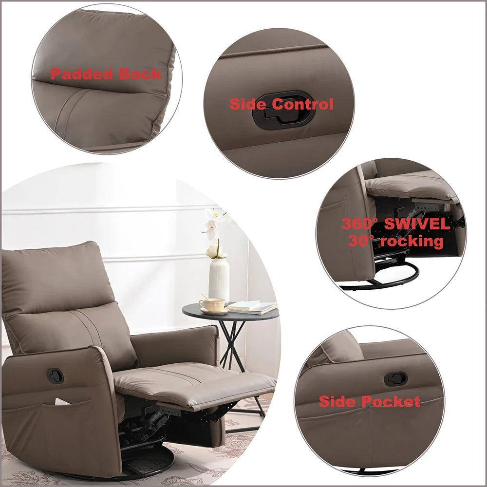 High Back 360 Degree Swivel Rocking Chair with Side Pocket J966