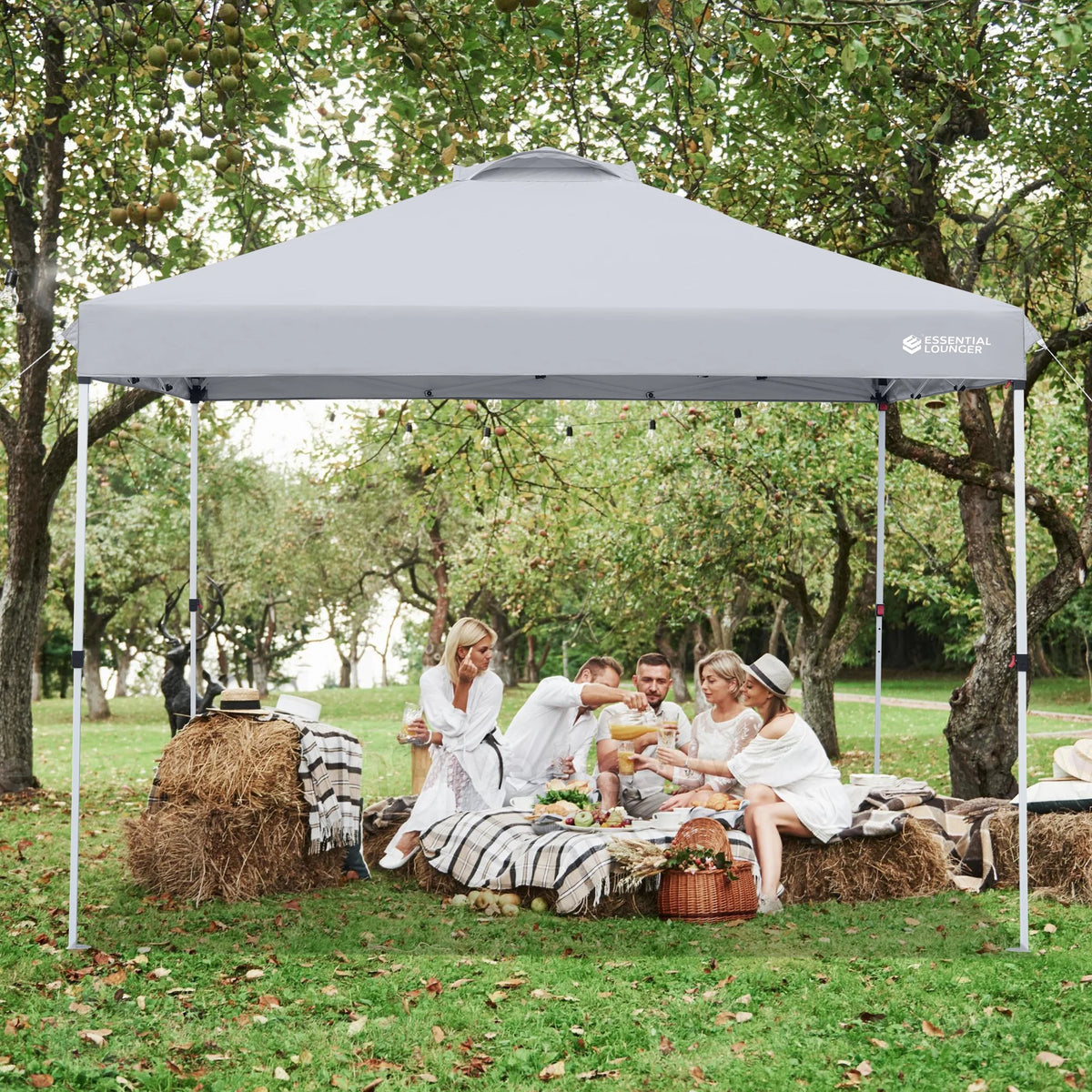 Grey 10x10ft Pop Up Outdoor Canopy Tent with Wheeled Carrying Bag J6505