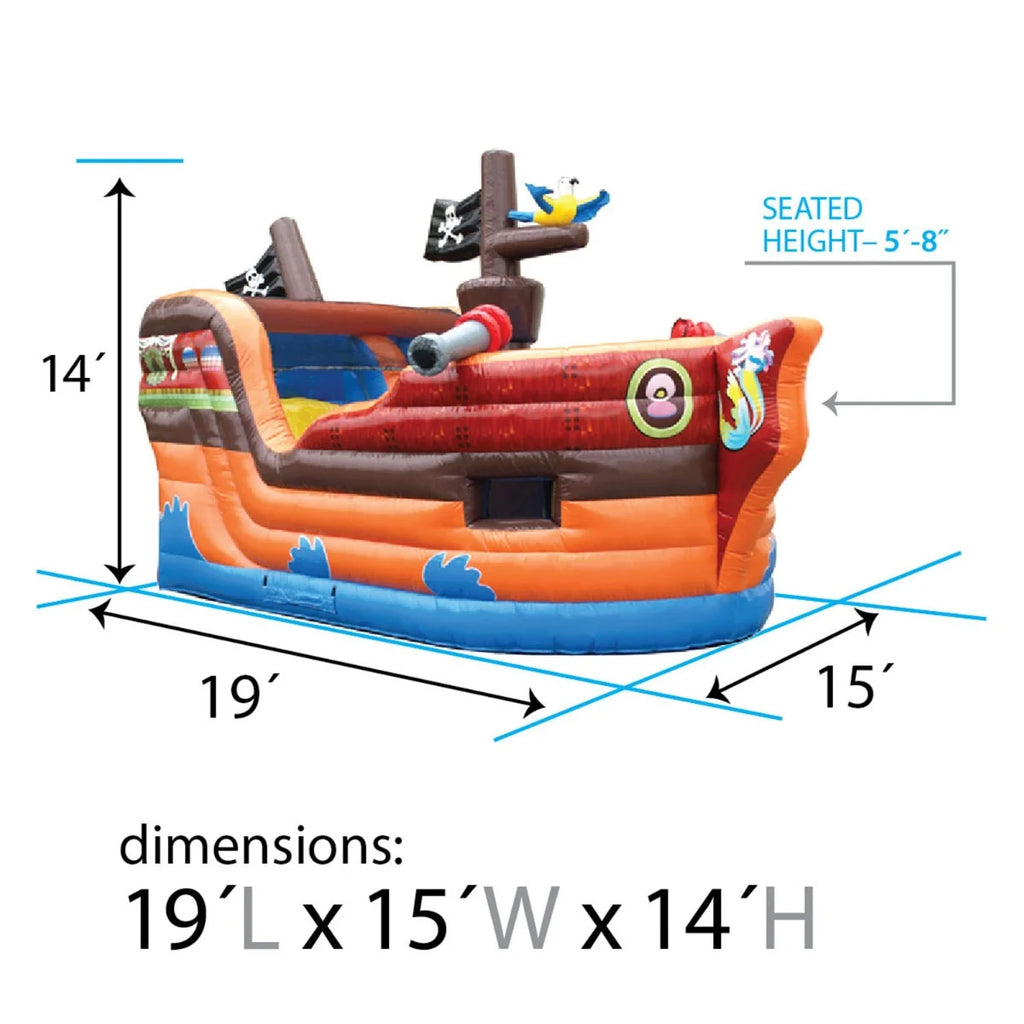 Pirate Ship Inflatable Bounce House with Slide N75344