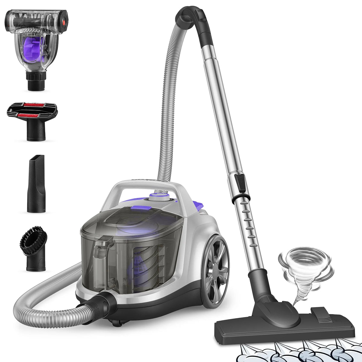 Bagless Canister Vacuum Cleaner with Double HEPA Filter, 1200W, 3.6QT W998